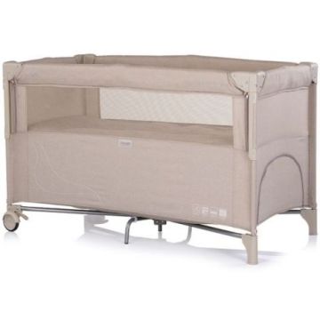 Patut pliabil Chipolino Relax latte linen cu laterala culisanta