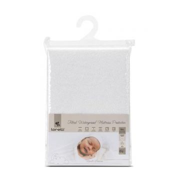 Protectie impermeabila saltea bebe, tip cearsaf cu elastic, Lorelli, 60 x 120 + 20 cm, Alb