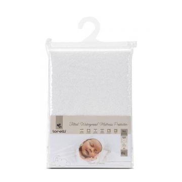 Protectie impermeabila saltea bebe, tip cearsaf cu elastic, Lorelli, 70 x 140 + 20 cm, Alb
