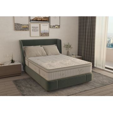 Saltea cu memorie si arcuri Bambus Super Confort Pocket Multilayer, cu husa matlasata, sistem 3D si manere 120 x 200 x 25 cm fermitate medie