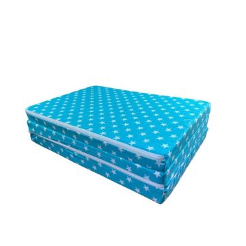 Saltea pliabila din spuma poliuretanica 120x60x5 cm Blue with White Stars