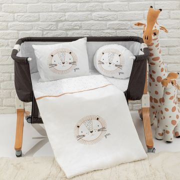 Set de dormit pentru bebelusi cu protectie laterala, Wallxpert, Baby Lion, Bumbac, Ecru