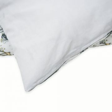 Set lenjerie 2 piese pentru patut copii Kerstin Forest animals, husa pilota 120x90 si fata perna 40x60 cm, design versatil cu doua fete, tesatura moale, inchidere cu fermoar