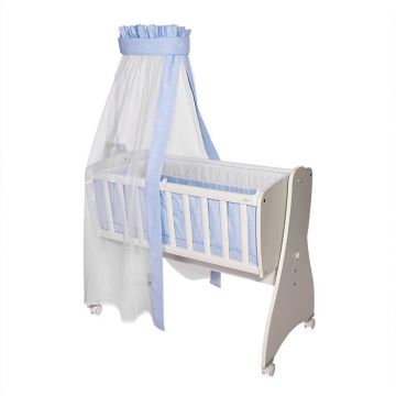 Set lenjerie cu 7 piese din bumbac ranforce pentru pat balansoar First Dreams Bear Blue