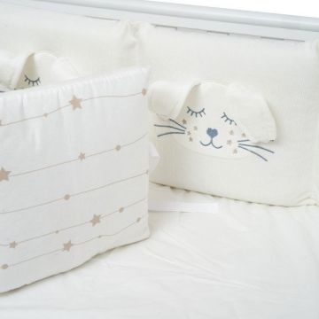 Set lenjerie de pat pentru copii Twins Rabbit 7 piese 100 bumbac ivory