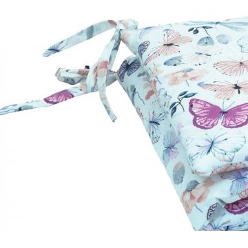 Set lenjerie de patut 3 piese Kerstin Fluturasi cu husa de pilota,fata de perna si aparatoare laterala 180x30 cm,din bumbac,inchidere cu fermoar,compatibila pautut 120x60 cm