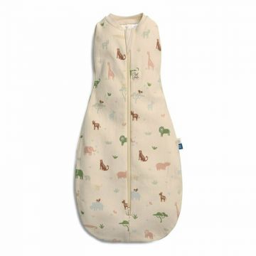 Sistem de infasat si sac de dormit, ErgoPouch, 2 in 1, 6-12 luni, 8-10 kg, TOG 0.2, Bumbac organic, Fermoar bidirectional, Transformabil, Lavabil la masina, Certificat non-toxic, Premiat in Australia, Bej/Savana