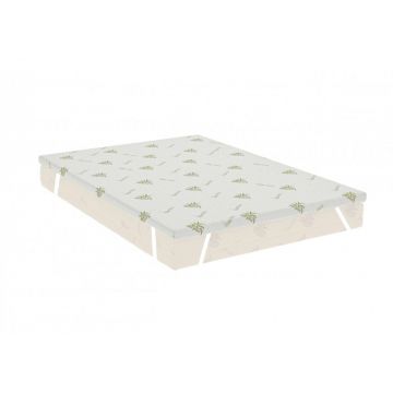 Topper Aloe Vera, cu elastic, husa detasabila si lavabila 140 x 190 x 5 cm fermitate medie