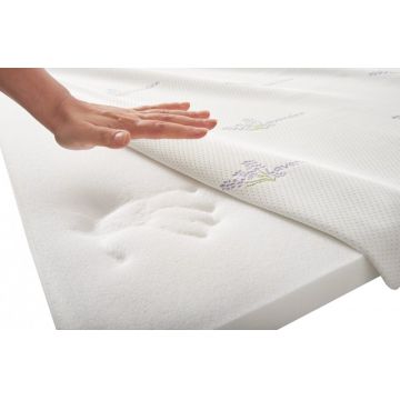 Topper cu memorie Memory Lavanda 140 x 200 x 5 cm, cu husa detasabila si lavabila, fermitate moale