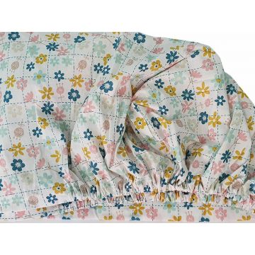 Cearceaf Floricele jucause KidsDecor cu elastic din bumbac 60 x 120 cm