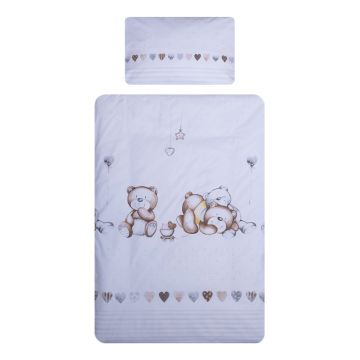 Lenjerie patut cu 3 piese 120x60 cm Ursuleti cu inimioare