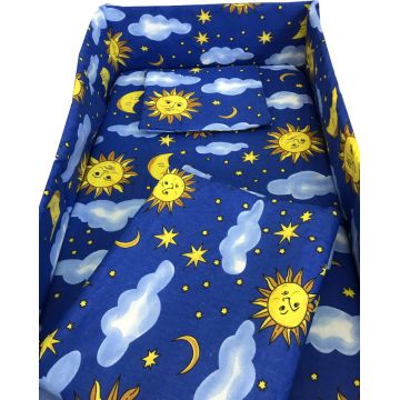 Lenjerie patut cu 5 piese Croitoria Noastra Soarele si luna 120x60 cm