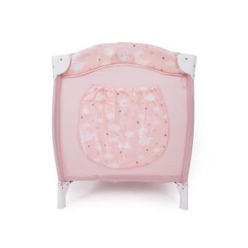 Patut pliabil KikkaBoo cu doua nivele si carusel Dolce Sonno Pink Rabbits