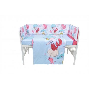 Set lenjerie patut cu 5 piese Mermaid Set lenjerie patut cu 5 piese Mermaid