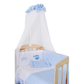 Baldachin patut, albastru cu buline albe, 300 x 160 cm