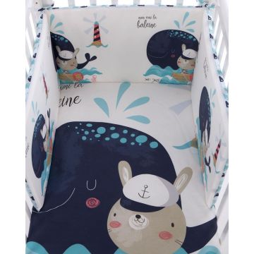 Lenjerie patut cu 2 piese 140x70cm Happy Sailor