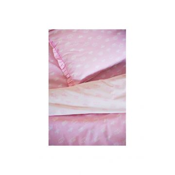 Lenjerie Princess 2 fete, alb cu roz, 160x200cm
