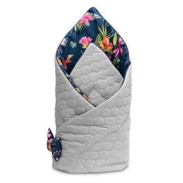 Paturica nou-nascut Sensillo Velvet Wrap colibri albastra 75x75 cm