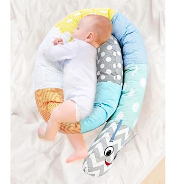 Protectie laterala multifunctionala BabyJem Caterpilar Blue Boy Protectie laterala multifunctionala BabyJem Caterpilar Blue Boy