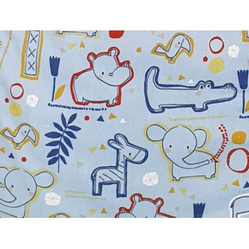 Sac de dormit copii 0.8 tog KidsDecor Circul Animalelor bleu din bumbac 70 cm