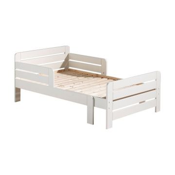 Pat pentru copii alb reglabil din lemn de pin cu somieră Jumper – Vipack
