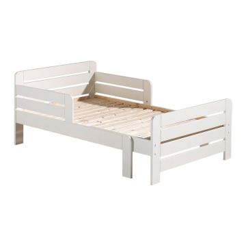 Pat pentru copii alb reglabil din lemn de pin cu somieră Jumper – Vipack