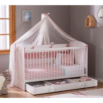 Patut din pal cu sertar pentru bebe Baby Cotton White, 140 x 70 cm